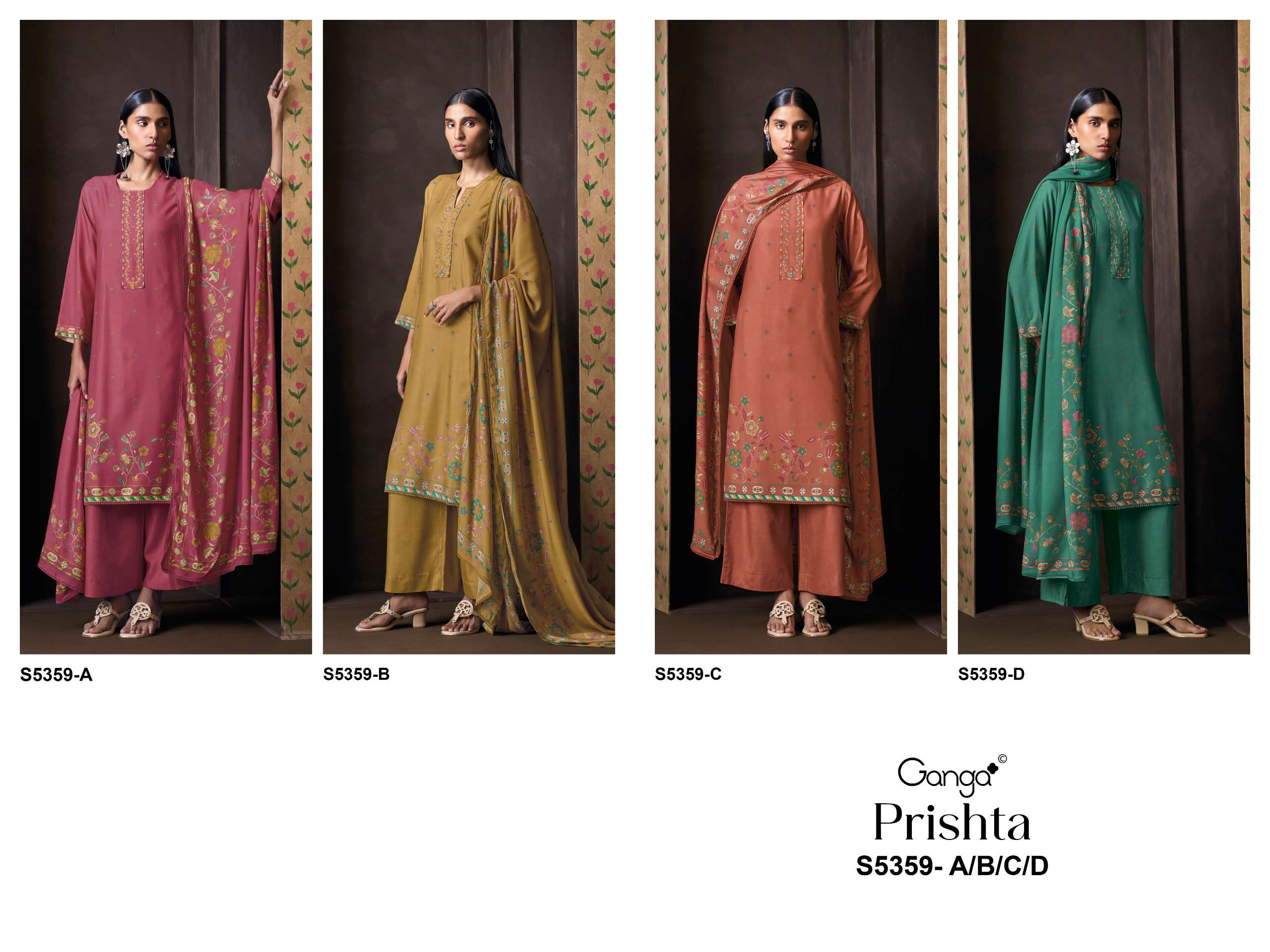 GANGA PRISHTA 5359 WINTER PASHMINA SOLID COLOR SUIT BRAND QUALITY MARKET ONLINE
